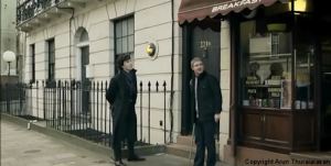 Sherlock and Watson at 221B, Baker St.